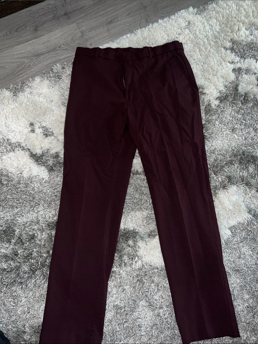 Tommy Hilfiger Men's Burgundy Pants with Red-White-Navy Stripe